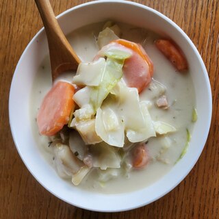 コストコクラムチャウダー大缶のキャベツ&人参スープ
